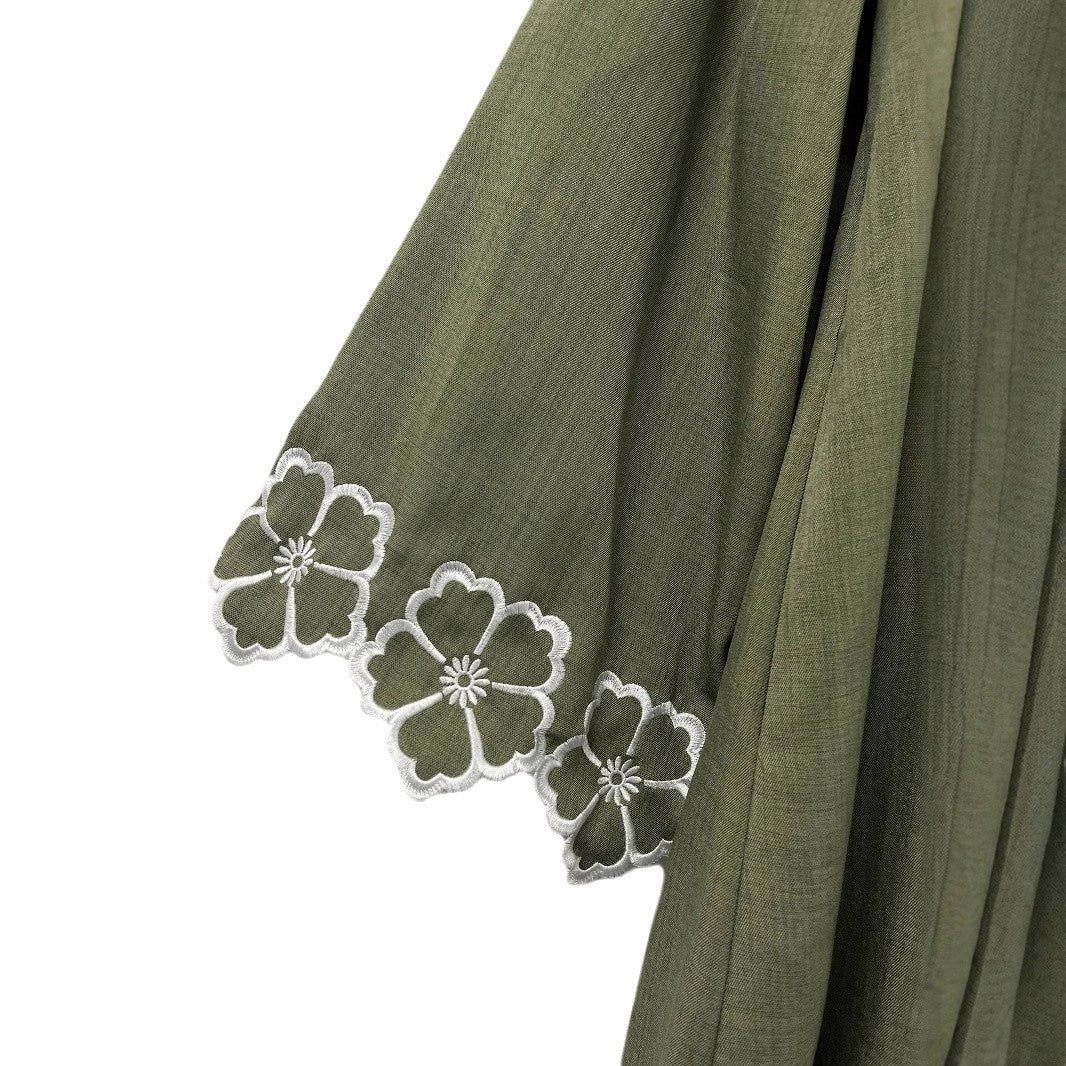 Solid Color Long Sleeve Loose Islamic Flower Embroidered Cardigan