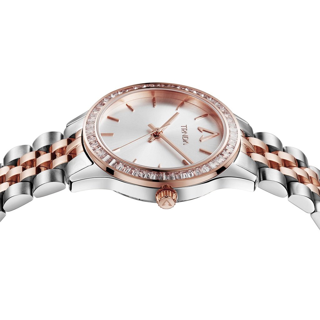 Trnda Women's Stainless Steel Watch, Silver & Rose Gold | Trnda-32mm