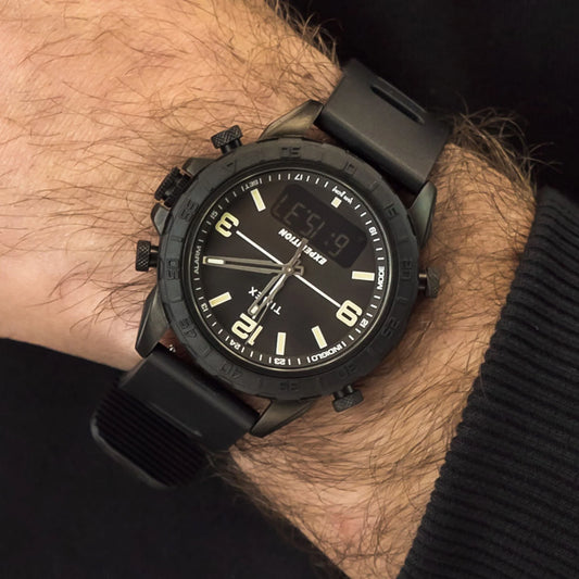 Timex Men's Black Silicone Watch, Brass Case | Tw4b17000