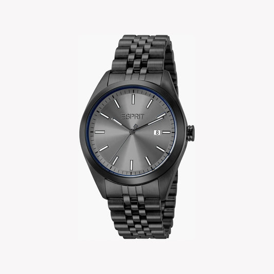 Esprit Men's Black Stainless Steel Watch, Grey Dial | Es1g050m0015