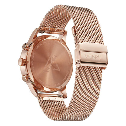 Trnda Men's Rose Gold Stainless Steel Watch, Dark Blue Dial | Trn-43rb
