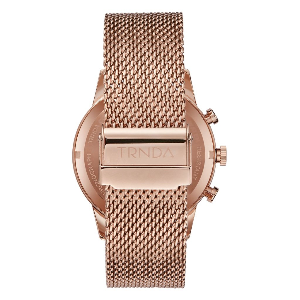 Trnda Men's Rose Gold Stainless Steel Watch, Dark Blue Dial | Trn-43rb