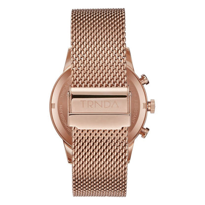 Trnda Men's Rose Gold Stainless Steel Watch, Dark Blue Dial | Trn-43rb