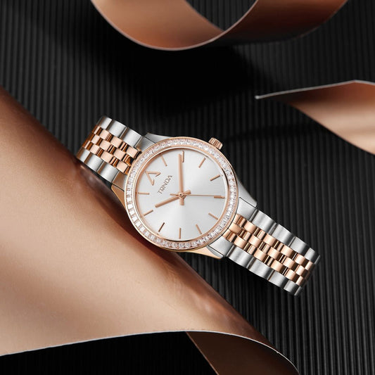 Trnda Women's Stainless Steel Watch, Silver & Rose Gold | Trnda-32mm