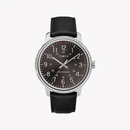 Timex Men's Black Leather Watch, Brass Case | Tw2r85500