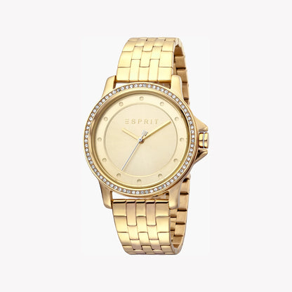 Esprit Women's Gold Stainless Steel Watch, Champagne Dial | Es1l186l0015