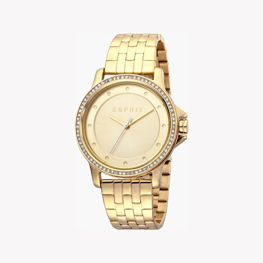 Esprit Women's Gold Stainless Steel Watch, Champagne Dial | Es1l186l0015
