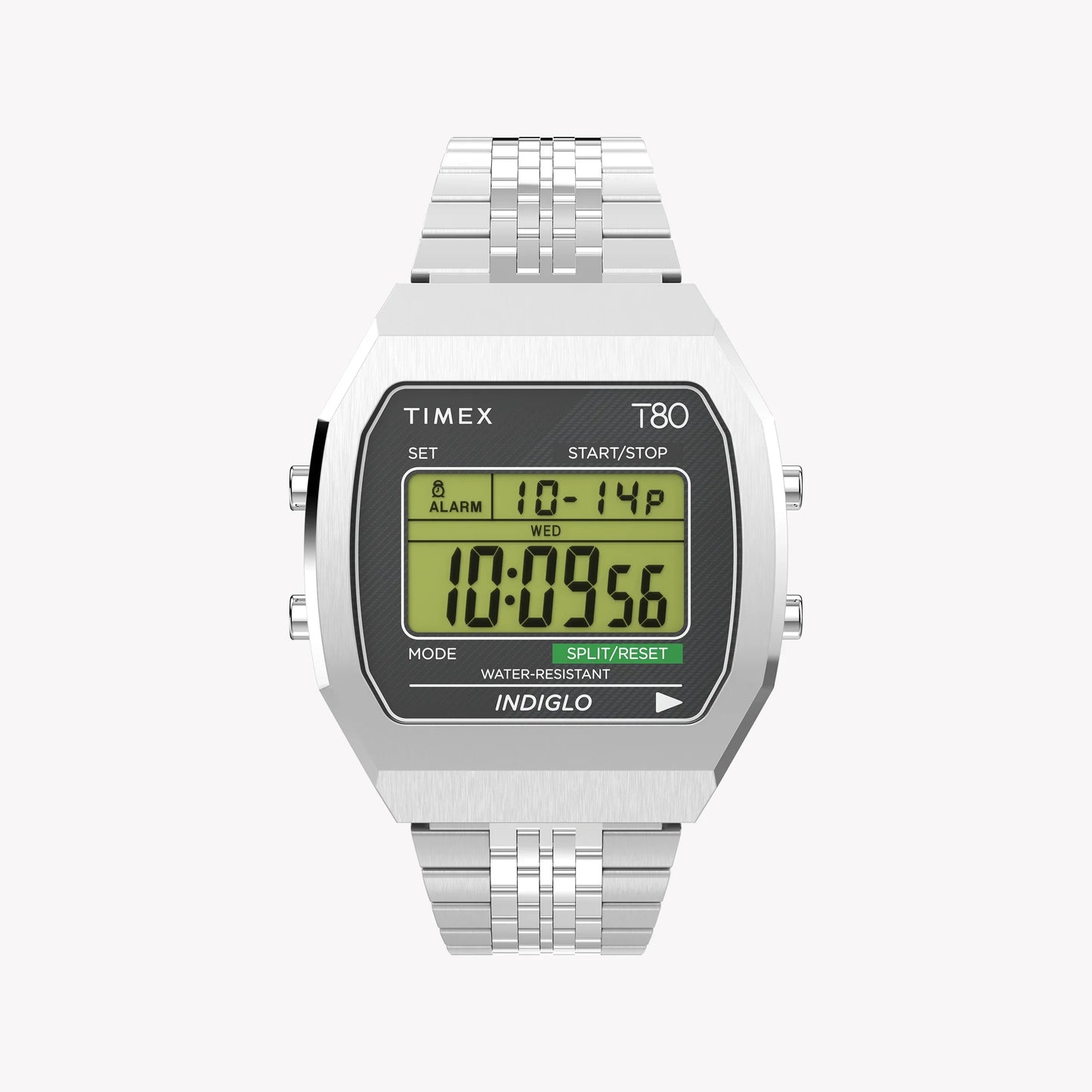 Timex Unisex Stainless Steel Black Lens Watch, Silver | T80
