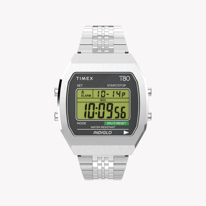 Timex Unisex Stainless Steel Black Lens Watch, Silver | T80